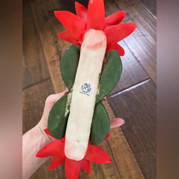 Capodimonte Christmas Double Poinsettia Candle Holder, vintage 🎄 - Picture 9 of 13